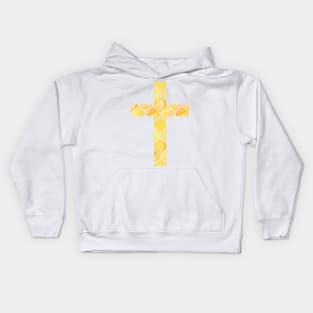 Yellow Easter Cross Design Kids Hoodie